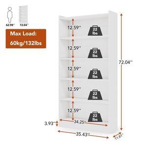 Libreria Tribesigns Alta 183 cm Bianca con Ripiani Portaoggetti, Grande Scaffale Aperto in <span class=keywords><strong>Legno</strong></span> per Esposizione - Product Image 4