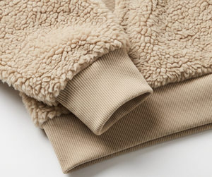 Sudadera con Capucha de Forro Polar Beige, Corte Regular, Color Sólido, Ropa Casual de Invierno, Tejido Antipelusas, Diseño con Bolsillos - Product Image 3