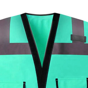 Chaleco de Seguridad Fluorescente de Alta Visibilidad, Poliéster Verde, con Bolsillos y Cremallera, Unisex, Tallas Grandes, Ropa de Trabajo, Servicio OEM para Construcción - Product Image 3