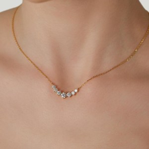 สร้อยคอเพชรคลัสเตอร์เจ็ดเม็ดทอง 14K/18K เพชรทรงกลมเพาะเลี้ยงในห้องปฏิบัติการ สร้อยคอแต่งงานเงินแท้ 925 สร้อยคอเรียบหรูมินิมอล - Product Image 4