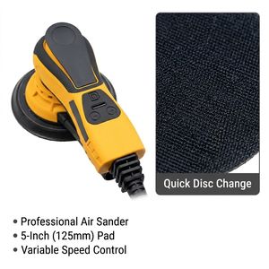 Ponceuse électrique silencieuse sans balais de 6 pouces, 350 W, vitesse variable 4000-10000 tr/min, tampon auto-agrippant, cordon de 5 m pour la réparation de cloisons sèches et de carrosseries automobiles - Product Image 6