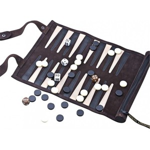 Jeu de backgammon de luxe en cuir, portable, avec pochette zippée, logo personnalisé, léger et pliable - Product Image 5