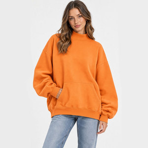 Women's Oversized Mock Neck Sweatshirt <b>Long</b> <b>Sleeve</b> Pullover Front Kangaroo Pocket Casual Streetwear <b>Top</b> Autumn Wear - Product Image 3
