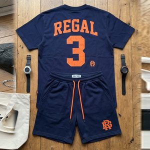 Ensemble streetwear d'été pour homme Regal Three, t-shirt en coton noir avec short à cordon de serrage, col rond, manches courtes, deux pièces pour homme - Product Image 2
