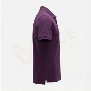 Polo pour homme en piqué 100% coton, manches courtes, violet, décontracté, respirant, coupe classique, design tricoté uni - Product Image 3