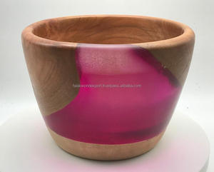 Bol en bois et résine avec incrustation de résine violette, design moderne, pour servir des aliments, offrir en cadeau et usage personnalisé, magnifique bol par FWE - Product Image 2