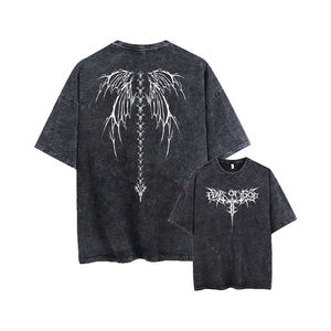 OEM Men's Vintage Oversized 100% Cotton <b>Acid</b> Wash <b>Drop</b> Shoulder T-Shirt Heavyweight 240g Knitted Washed Customizable - Product Image 3