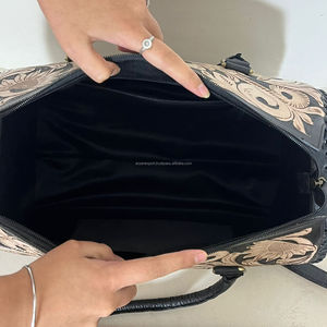 Wholesale Handcrafted Genuine Cow Leather Floral Pattern Speedy <b>Bag</b> for Women's Western Style with Crossbody <b>Shoulder</b> Purse - Product Image 6