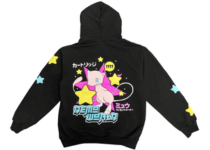 เสื้อฮู้ดดี้โอเวอร์ไซส์สีดำสำหรับผู้ชาย พิมพ์ลายการ์ตูนด้านหน้า แบบสวมหัว - Product Image 2