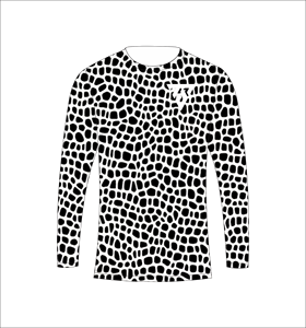 T-shirt à manches longues pour homme, motif mosaïque noir et blanc personnalisé par sublimation, pour la chasse, la pêche, les sports athlétiques et l'entraînement. - Product Image 5