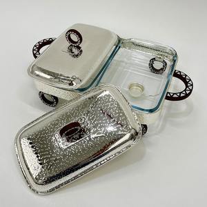 ถาดอุ่นอาหารทรงสี่เหลี่ยมแบบสองชั้นพร้อมฝาแก้วและฐานล้อตกแต่งสำหรับบุฟเฟ่ต์สมัยใหม่ - Product Image 4