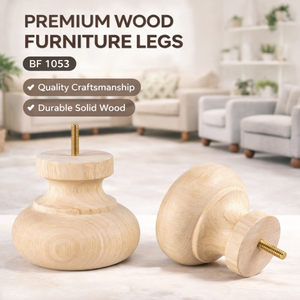 Pied de meuble classique en bois massif tourné de qualité supérieure pour canapé, lit, armoire, salon, appartement – Taille personnalisée - Product Image 1