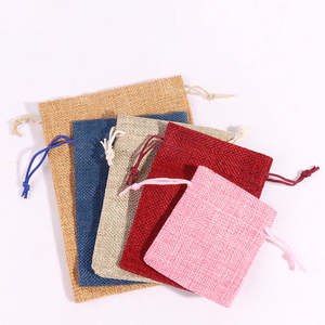 Reusable Small Jute Jewelry <b>Pouch</b> with <b>Drawstring</b> Closure for Elegant Gift Presentation - Product Image 6