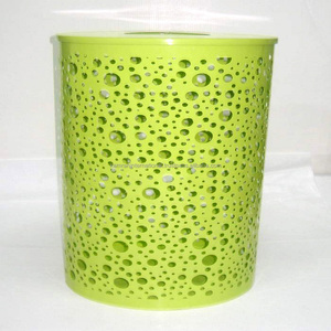 Premium White Cylindrical Metal Waterproof Waste <b>Bin</b> Vintage Petal Pattern Perforation Durable Powder Coated Commercial Home Use - Product Image 4