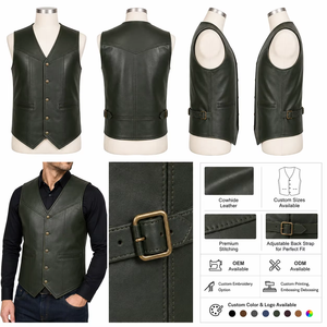 <b>Men</b> Casual Winter Breathable Leather <b>Vest</b> High Performance Windproof Sleeveless Outer Wear Customized Design - Product Image 5
