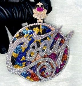 Custom Moissanite Silver Hip Hop Pendant Logo Necklace VVS Diamond Mossanite Letter Moissanite <b>Name</b> Pendant With Iced Out <b>Chain</b> - Product Image 1