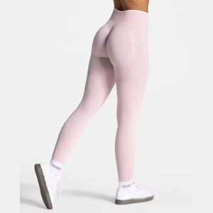 Leggings de Yoga Rojos de Cintura Alta, Diseño Sólido, Largo hasta el Tobillo, Sin Costuras, Elásticos en Cuatro Direcciones, Ecológicos, con Diseño Fruncido en los Glúteos, Pantalones Deportivos para Mujer - Product Image 3