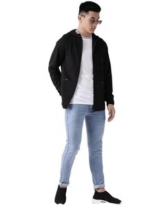 Fashion Boxy Cropped <b>Fleece</b> Cotton Full Zip Up <b>Black</b> Hoodie Custom Logo Acid Washed Hoodies For Men - Product Image 4