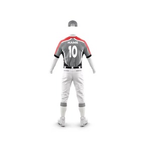 Men's Gray <b>Baseball</b> Jersey Short Sleeve Sublimated Print Moisture Wicking Polyester Regular Fit All Seasons Team Apparel - Product Image 6