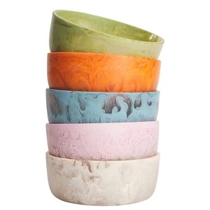 Handmade Kitchen Tabletop Resin Salad Safe Serving Bowl New Design Curves Customizable Home Garden Dinnerware 100pcs MOQ - Product Image 1