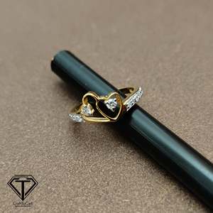 14k Gold Pave Diamond Heart <b>Ring</b> for Women Classic <b>Resizable</b> Style - Product Image 1