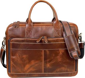 Elegant Vintage Genuine Leather Laptop Briefcases Soft Black Satchel <b>Bags</b> <b>Computer</b> Messenger Design Durable Portable Office Work - Product Image 6