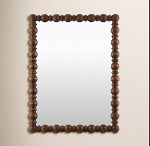 Turned Wood <b>Frame</b> Wall <b>Mirror</b> – Rustic Handcrafted Wooden Decorative <b>Mirror</b> for Living Room & Home Decor - Product Image 1