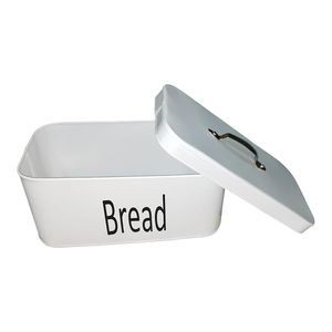 Metal Bread <b>Box</b> with Lid White Rectangular Food Storage <b>Container</b> Modern Kitchen Countertop - Product Image 6