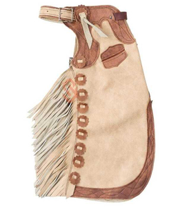 CLOSITWEAR Chaps d'équitation en cuir véritable, nouveau style western à franges, style cowboy, pour la lutte contre les taureaux, taille haute, longueur intégrale, avec boucle - Product Image 3