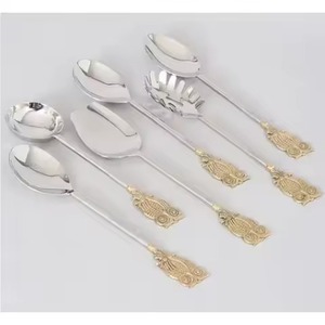 Ensemble de couverts en métal de qualité supérieure avec manche en laiton, élégant ensemble de couverts en acier inoxydable, cuillère, fourchette, couteau, vaisselle de table pour la maison - Product Image 4