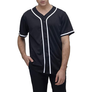 Jersey de Béisbol Personalizado de Alta Calidad al Por Mayor, Cuello en V, Corte Ajustado, Manga Corta, Algodón, Color Sólido - Product Image 1