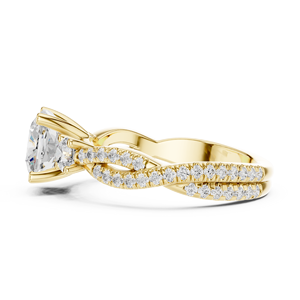 Bague de fiançailles en or jaune avec diamant de laboratoire taille cœur et sangle fendue pour femme, bague de promesse de mariage - Product Image 2