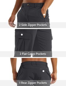 Shorts de sport pour homme, séchage rapide, 3/4, avec poches zippées, pour la randonnée, la course à pied et l'athlétisme - Product Image 2