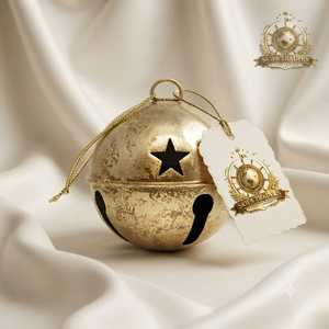 Clochette vintage antique en laiton doré, motif étoile découpée, ornement suspendu en métal pour Noël, arbre de Noël, maison, jardin, carillon - Product Image 1
