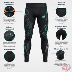 Custom <b>Men</b>’s Compression <b>Leggings</b> Full Length Running <b>Gym</b> Tights Quick Dry Breathable Custom Logo OEM Wholesale Obsidian Voltage - Product Image 4