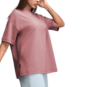 เสื้อยืดคอกลมแขนสั้นทรงโอเวอร์ไซส์สำหรับผู้หญิง ผ้าฝ้าย 100% สีพื้น ทรงหลวม ใส่ได้ทุกฤดู เสื้อถักเจอร์ซีย์ - Product Image 3