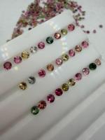 Tourmaline naturelle multicolore 3,5 mm, 85 carats, taille brillant, pierre extraite de la terre, effet de jeu de couleurs/feu pour la fabrication de bijoux sur mesure