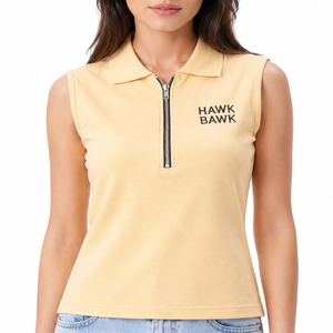 Polo sin Mangas para Mujer con Cierre, Tela Premium de Secado Rápido, Estilo Veraniego, Corte Atlético, Suave y Cómodo, Polo Hecho a Medida - Product Image 1