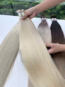 Prix de gros en vrac Extensions de cheveux Cheveux humains Double noyer 100 grammes Couleurs claires 16 pouces - Product Image 3