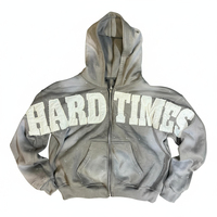 Sweat à capuche streetwear surdimensionné en coton épais 100 % avec fermeture éclair et manches évasées doublées de strass, personnalisable pour fournisseurs