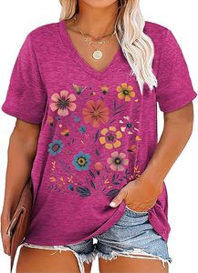 Camisetas de Verano 2026 de Alta Calidad con Logotipo Personalizado, 100% Algodón, Estampado Floral, Cuello en V, para Mujer Talla Grande - Product Image 3