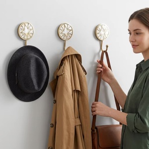 Antique Brass Wall Hook Vintage <b>Coat</b> Hanger with Eco-Friendly Self-adhesive Installation for Clothing - Product Image 2