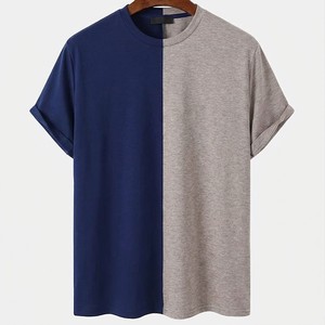 Camiseta Casual de Moda 2026 de Dos Tonos para Hombre, Manga Corta, Diseño de Bloques de Color en Contraste, Tejido de Algodón Suave y Cómodo para Uso Diario - Product Image 1