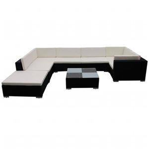 Ensemble de salon de jardin noir et blanc crème - Product Image 3