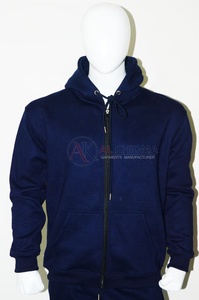 เสื้อฮู้ดซิปสีกรมท่าเข้มสำหรับผู้ชาย ผ้าฝ้ายฟลีซ 280 GSM ผ้าฝ้าย 100% ทรงปกติ ระบายอากาศได้ดี มีกระเป๋าหน้า ปักโลโก้ตามสั่ง - Product Image 3