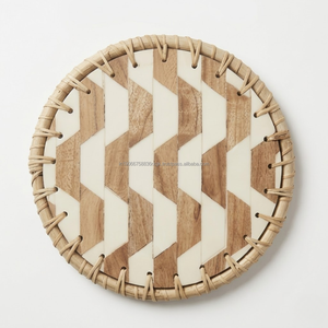 Premium <b>Epoxy</b> Resin Pearl Round Modern Placemat Cane Border Eco-Friendly Non-Slip 8-Inch <b>Table</b> Mat Dining Coffee <b>Tables</b> - Product Image 1