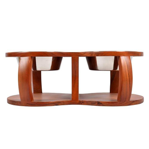 Comederos y Bebederos Automáticos Redondos para Mascotas Hechos en India, Elevados, de Madera y Acero Inoxidable, Caja de Viaje para Perros, Empaquetados para Exportación, Vendedores Indios - Product Image 6