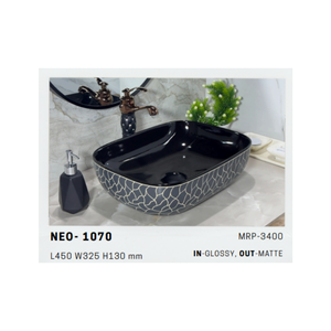 Lavabo de Cerámica Contemporáneo Serie Neo 1075, Lavabo de Sobremesa para Interiores Elegantes - Product Image 2
