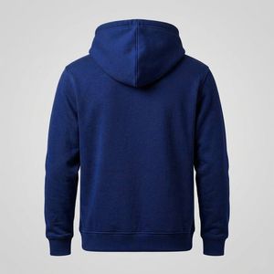 Sweat-shirt à capuche uni bleu foncé double doublure, en coton premium, coupe ample, molleton technique, vente en gros, faible MOQ, fabricant de modèles vierges - Product Image 4