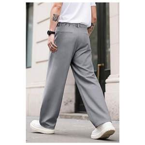 Pantalon décontracté pour homme, coupe ample, avec passants pour ceinture, en mélange de coton confortable, idéal pour le bureau ou le travail, style décontracté et tendance - Product Image 2